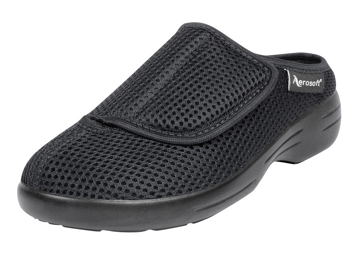 Sandaletten & Pantoletten - Klett-Pantolette für Damen und Herren, in Größe 036 bis 046, in Farbe SCHWARZ Ansicht 1