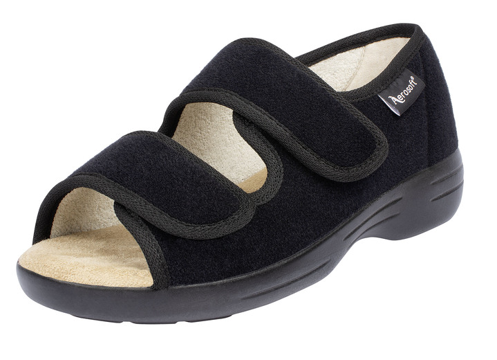 Sandaletten & Pantoletten - Klett-Sandale für Damen und Herren, in Größe 036 bis 046, in Farbe SCHWARZ
