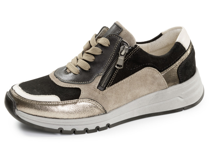 Weite H - Waldläufer, bequeme Damen-Sneaker, Weite H, mit herausnehmbarem Fußbett, in Größe 3 1/2 bis 8, in Farbe TAUPE-BUNT Ansicht 1