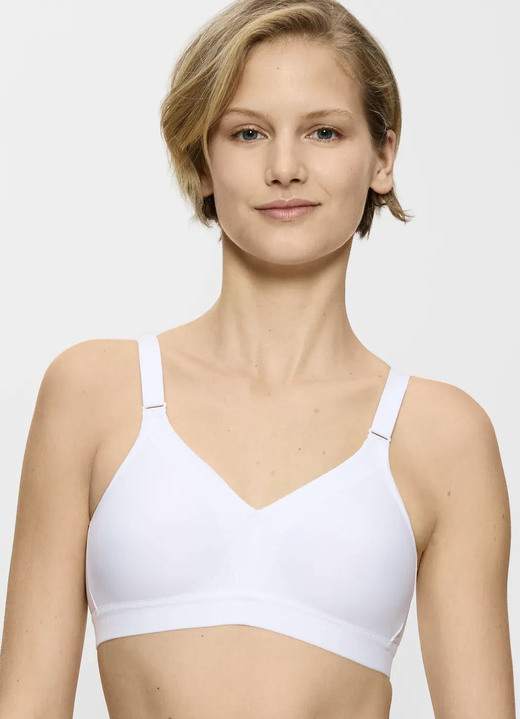 Sport-BH - Triumph Triaction Wellness Sport-BH für leichte Beanspruchung, in Größe 075 bis 095, in Cup C, in Farbe WEISS Ansicht 1