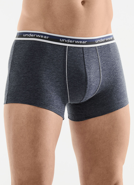 Unterhosen - Fünferpack Pants mit Elastikbund Unterhosen - Fünferpack Pants mit Elastikbund, in Größe 005 bis 011, in Farbe 3X JEANSBLAU MELIERT, 2X HELLGRAU MELIERT