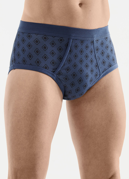 Unterhosen - Dreierpack Slips mit Softbund, in Größe 005 bis 011, in Farbe 3X INDIGOBLAU-SCHWARZ