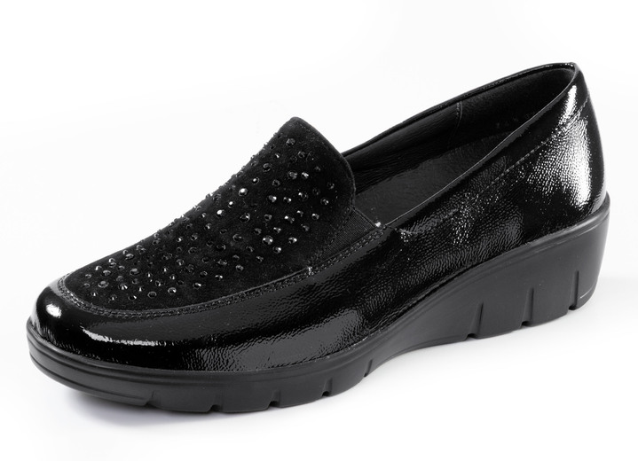 Weite H - ELENA EDEN, bequeme Damen-Slipper, Weite H, mit herausnehmbarem Fußbett, in Größe 3 1/2 bis 8, in Farbe SCHWARZ Ansicht 1