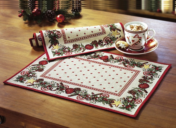 Tischdecken - Gobelin Platz-Set, 2-teilig, in Farbe NATUR-BUNT