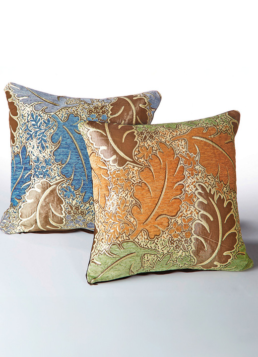 Dekokissen & Hüllen - Gewebte Kissenbezüge, 2er-Set, in Größe 105 (2 Kissenhüllen, 40x40 cm) bis 110 (2 Kissenhüllen, 50x50 cm), in Farbe BLAU Ansicht 1