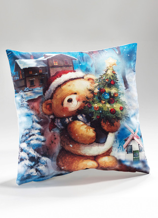 Kissenbezug "Teddybär mit Tannenbaum"