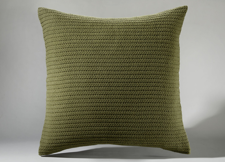 Wohndecken - Wohndecke und Kissenbezug in toller Strickoptik, in Größe 215 (Wohndecke, 150x200 cm) bis 905 (Kissenbezug, 40x 40 cm), in Farbe GRÜN Ansicht 1