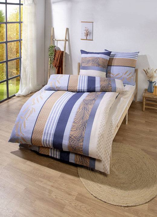 Bettwäschegarnituren - Bettwäsche-Garnitur, in Größe 112 (80x80 cm + 135x200 cm) bis 115 (80x80 cm + 155x220 cm), in Farbe BLAU Ansicht 1
