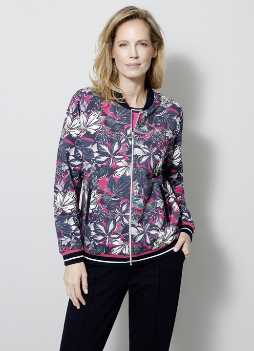 - Sweatjacke mit seitlichen Eingrifftaschen, in Größe 038 bis 044, in Farbe MARINE-FUCHSIA Ansicht 1