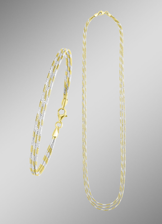 Halsketten - Edles Schmuck-Set in Bicolor, 2-teilig, in Farbe  Ansicht 1