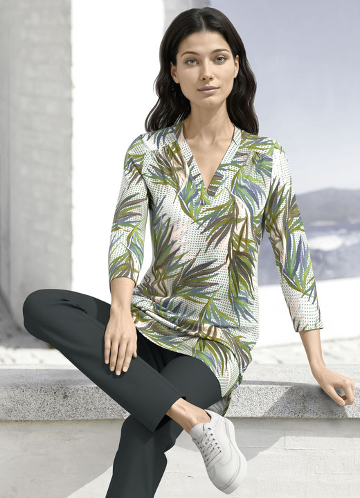 3/4-Arm - Shirt-Tunika mit Viskose 3/4-Arm - Shirt-Tunika mit Viskose, in Größe 036 bis 054, in Farbe GRÜN-BLAU