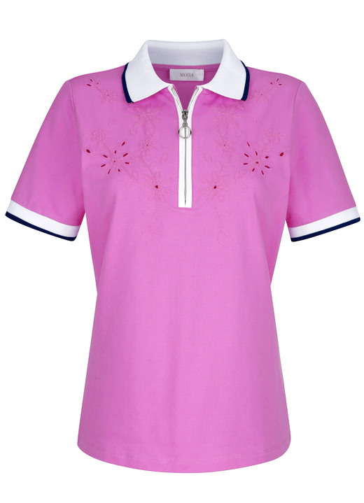 - Poloshirt mit Cut-Outs in 2 Farben, in Größe 038 bis 052, in Farbe ROSA Ansicht 1
