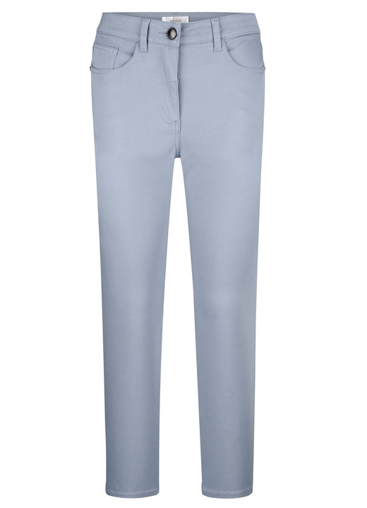 Hosen mit Knopf- und Reißverschluss - Hose in 5-Pocket-Form Hosen mit Knopf- und Reißverschluss - Hose in 5-Pocket-Form, in Größe 019 bis 052, in Farbe HELLBLAU