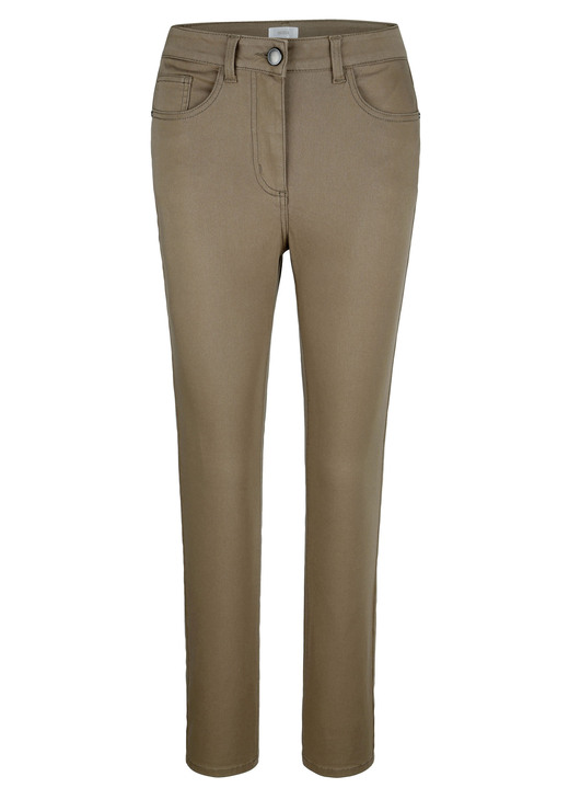 Hosen mit Knopf- und Reißverschluss - Hose in 5-Pocket-Form Hosen mit Knopf- und Reißverschluss - Hose in 5-Pocket-Form, in Größe 019 bis 052, in Farbe SCHLAMM
