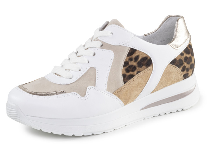 Weite H - ELENA EDEN Sneaker mit Leo-Print und Metallic-Besätzen, in Größe 3 1/2 bis 8, in Farbe WEISS-BEIGE-BRAUN Ansicht 1
