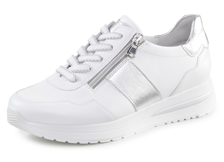 Weite H - ELENA EDEN Sneaker aus Nappaleder, in Größe 3 1/2 bis 8, in Farbe WEISS-SILBER Ansicht 1