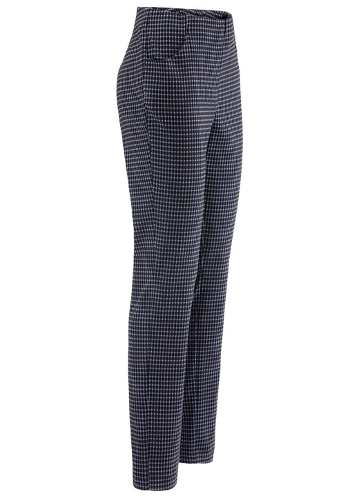 Hosen in Schlupfform - Hose mit trendiger Hahnentritt-Dessinerung Hosen in Schlupfform - Hose mit trendiger Hahnentritt-Dessinerung, in Größe 018 bis 052, in Farbe BLAU-SCHWARZ
