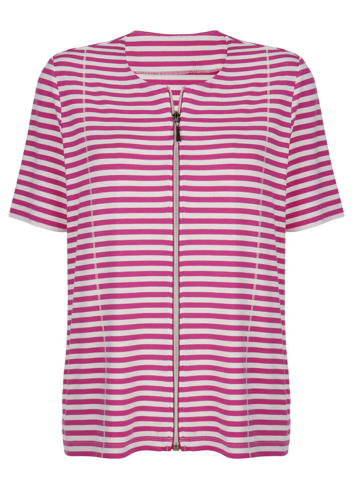 Shirtjacke mit garngefärbtem Ringeldessin 