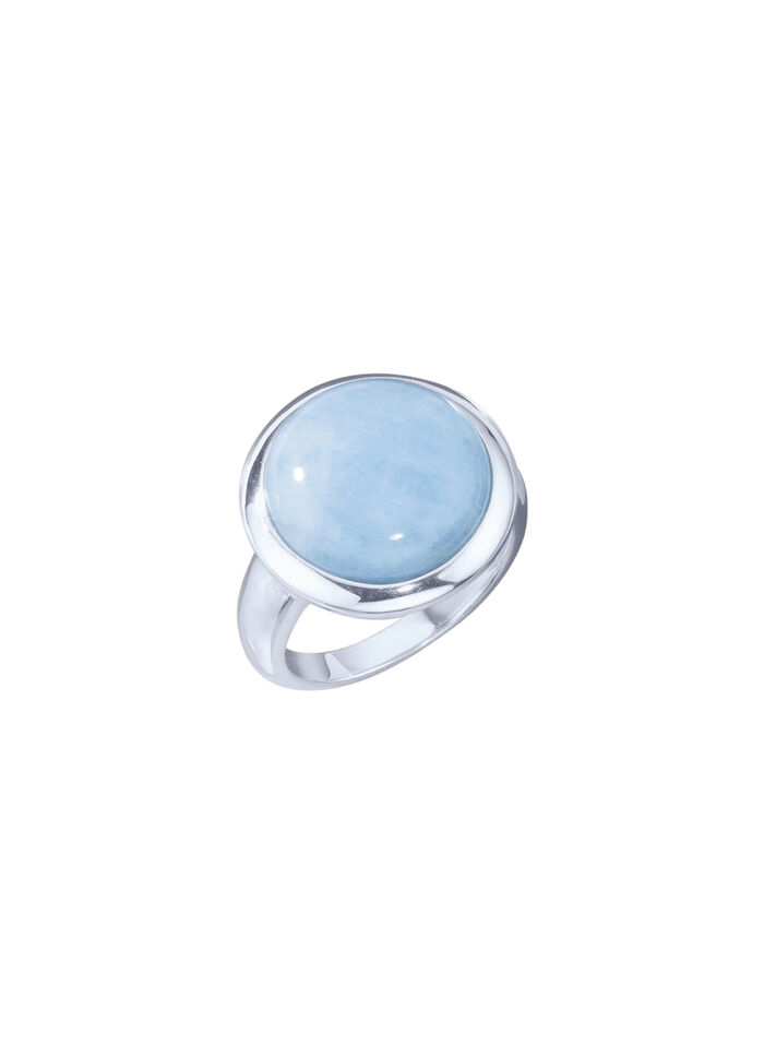 Damenring mit echt Milky-Aquamarin 