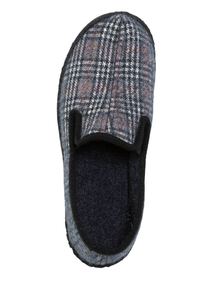 Textil-Hausschuh mit anatomisch geformtem Fußbett BLAUGRAU-MULTICOLOR