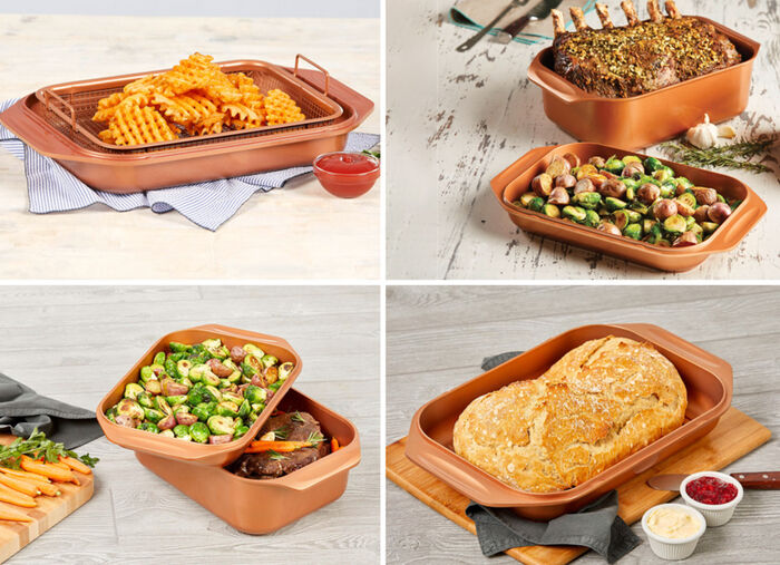 Livington Copperline WonderCooker inkl. Glasdeckel und Gittereinsatz 