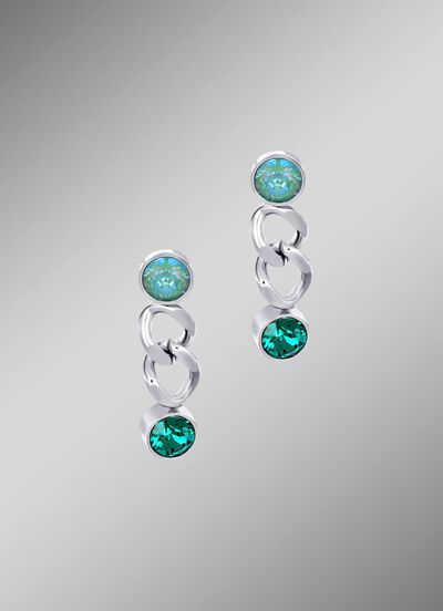 Ohrstecker mit gr&uuml;nen Kristallen 