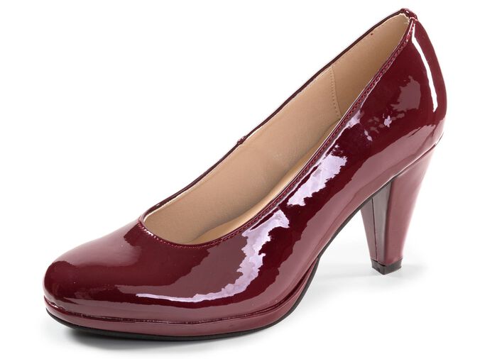 Andrea Conti, schicke Damen-Pumps, aus gl&auml;nzendem Lackmaterial BORDEAUX
