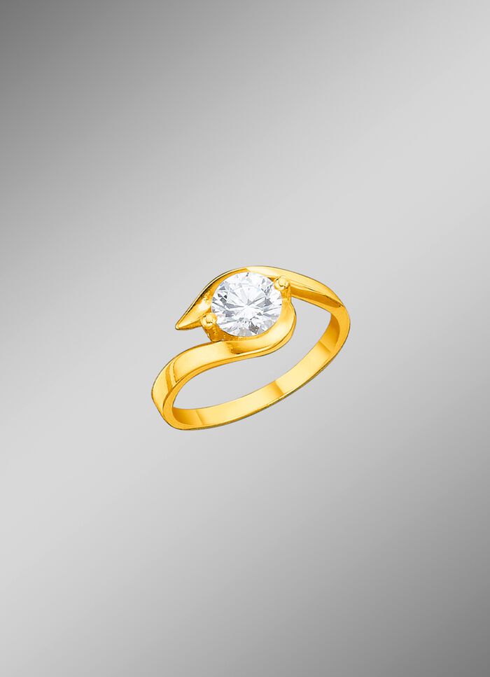 Massiver Damenring mit Zirkonia 