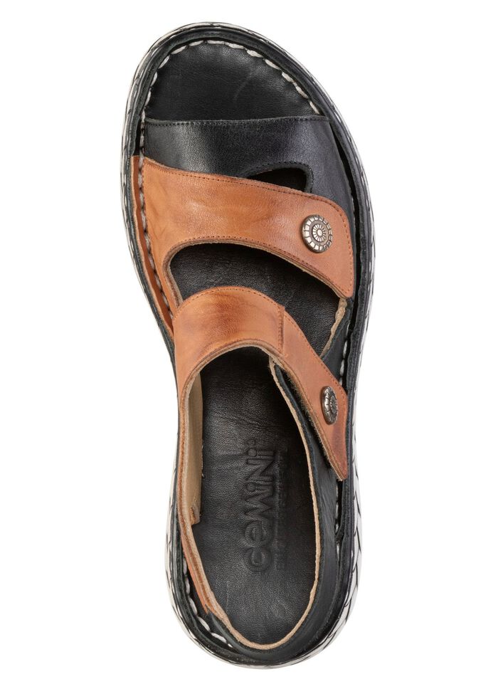 Gemini Sandale mit Metallschmuck SCHWARZ-COGNAC