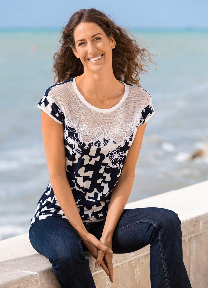 Shirt mit floraler Stickerei 