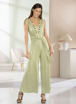 Jumpsuit mit angenähtem Hüftbindegürtel in 3 Farben SCHILF