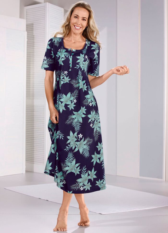 Nachthemd, kn&ouml;chellang aus reiner Baumwolle 