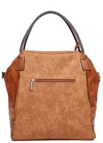 Collezione Alessandro Tasche aus teilweise reptilgepr&auml;gtem Veloursmaterial COGNAC