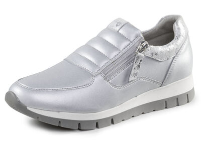 ELENA EDEN Sneaker aus Nappaleder und silbergrau geprägtem Veloursleder 