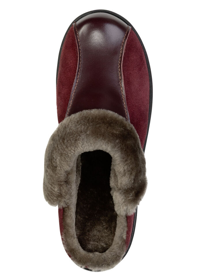 ELENA EDEN, warme Damen-Hausschuhe, Weite H, mit Lammfell BURGUND