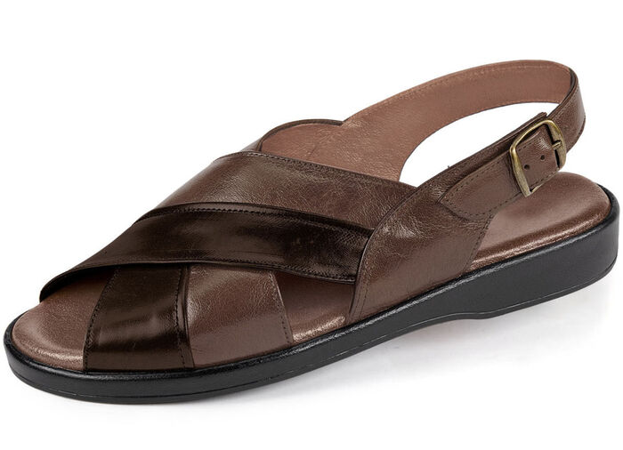  Sandale mit anatomisch geformten Lederfußbett KASTANIE-MARONE