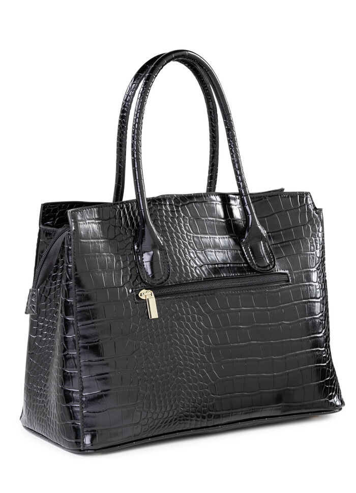 Tasche aus krokogeprägtem Synthetik SCHWARZ
