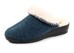 Warme Damen-Hausschuhe, Weite H, mit Wolle BLAU