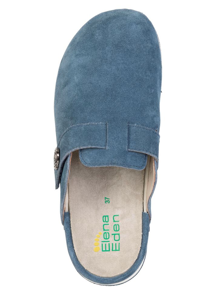 ELENA EDEN, klassische Damen-Clogs, Weite H, mit herausnehmbarem Fu&szlig;bett JEANSBLAU