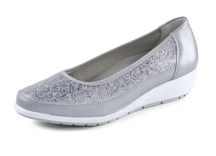 ELENA EDEN, bequeme Damen-Ballerinas, Weite G, mit herausnehmbarem Fußbett SILBERGRAU