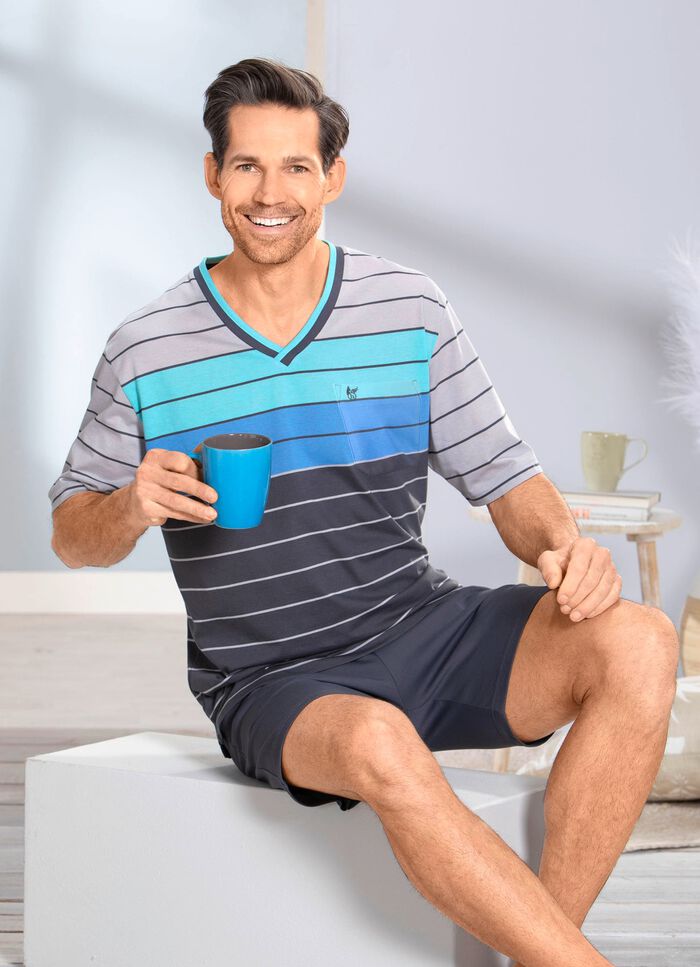 Hajo Klima Komfort Shorty mit V-Ausschnitt und garngef&auml;rbtem Ringel 