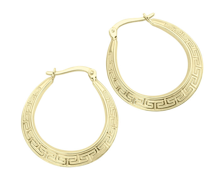 Schöne, glänzende Creolen mit Mäander-Muster 