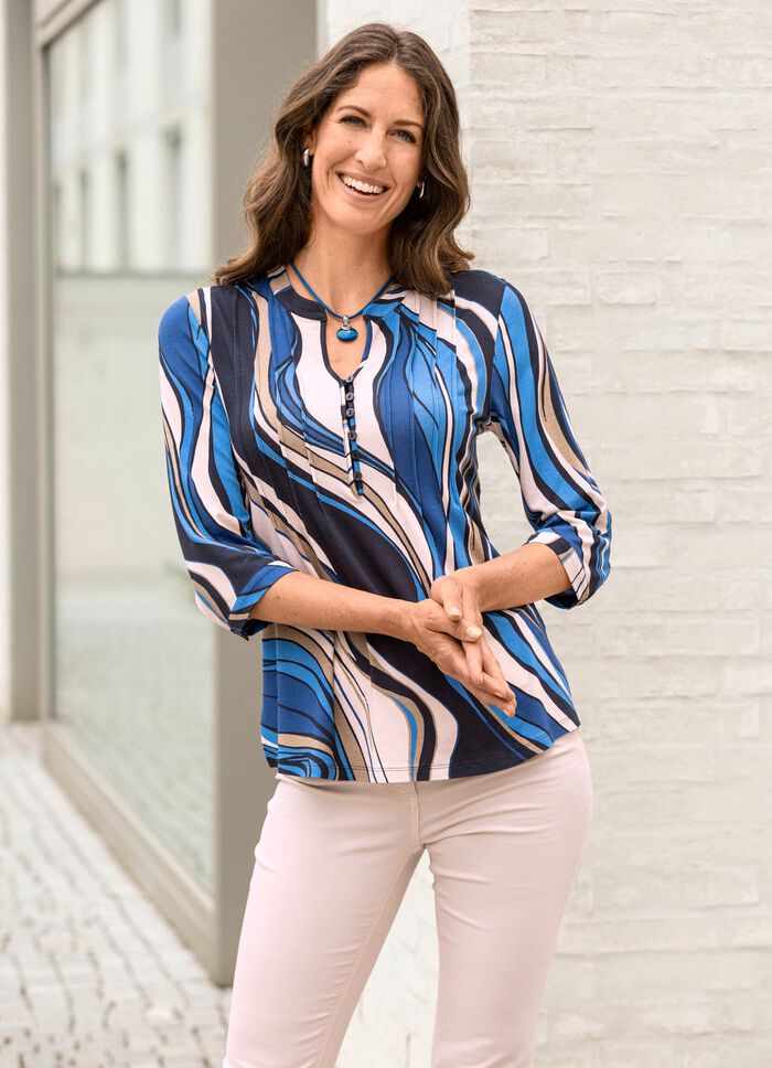 Shirt-Tunika mit Schlingenknopfleiste 