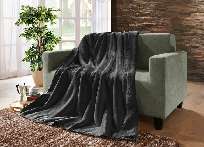 Superkuschelige Wohndecke in Teddyfleece-Qualit&auml;t 
