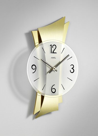 Hochwertige Wanduhr aus Messing mit geschwungener R&uuml;ckwand 