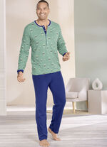 Schlafanzug mit langer Knopfleiste und offenen Abschlüssen  