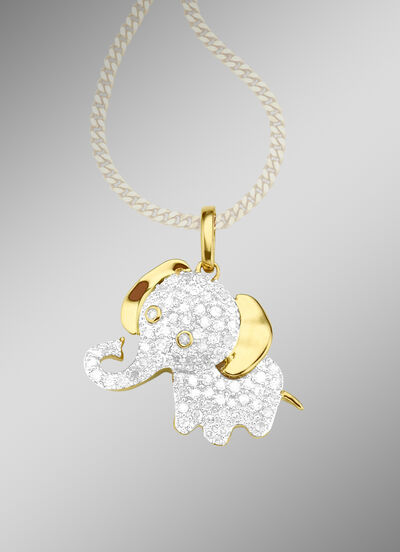Anhänger Elefant mit 71 Diamanten 