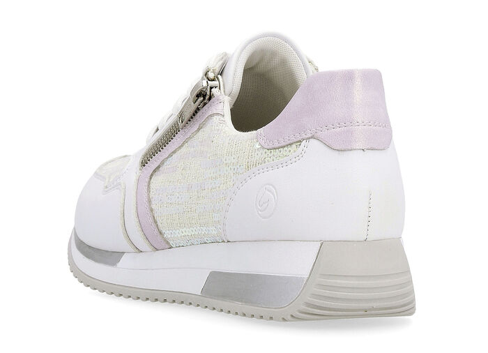 Sneaker in interessant geprägtem Materialmix WEISS-HELLFLIEDER