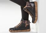 Andrea Conti Schn&uuml;r-Bootie mit Schaftrand aus kariertem Textil 