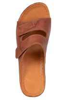 Bequeme Damen-Pantoletten, Weite G, mit Klettverschluss BRAUN